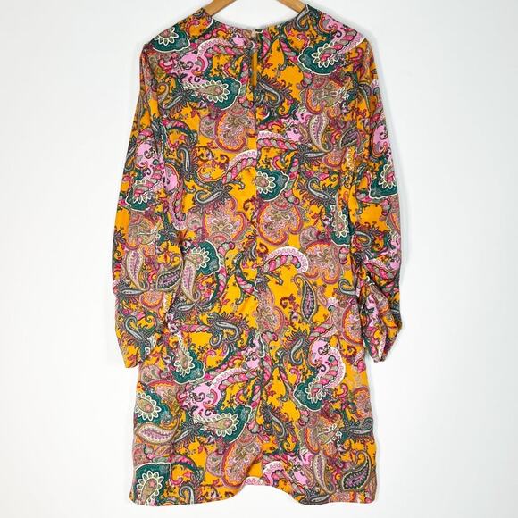 Code X Mode Paisley Floral Print Satin Long Sleeve Shift Dress NWOT - Picture 9 of 16